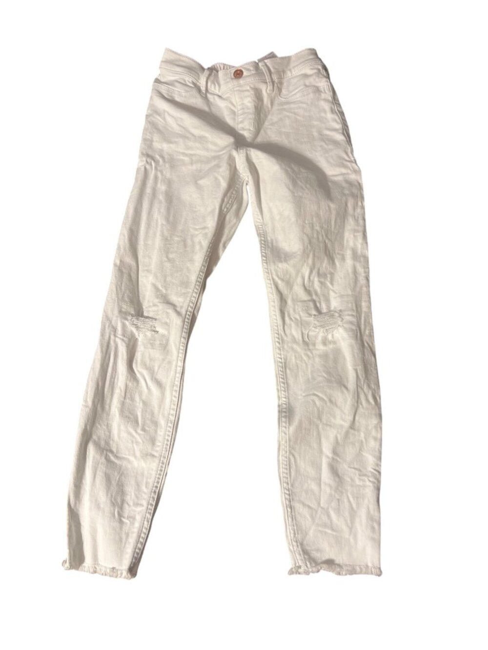 Abercrombie Kids White Pull On Jean Legging Ankle Denim Distressed Sz 15/16